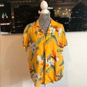 Yellow Hawaiian Rayon Button Up